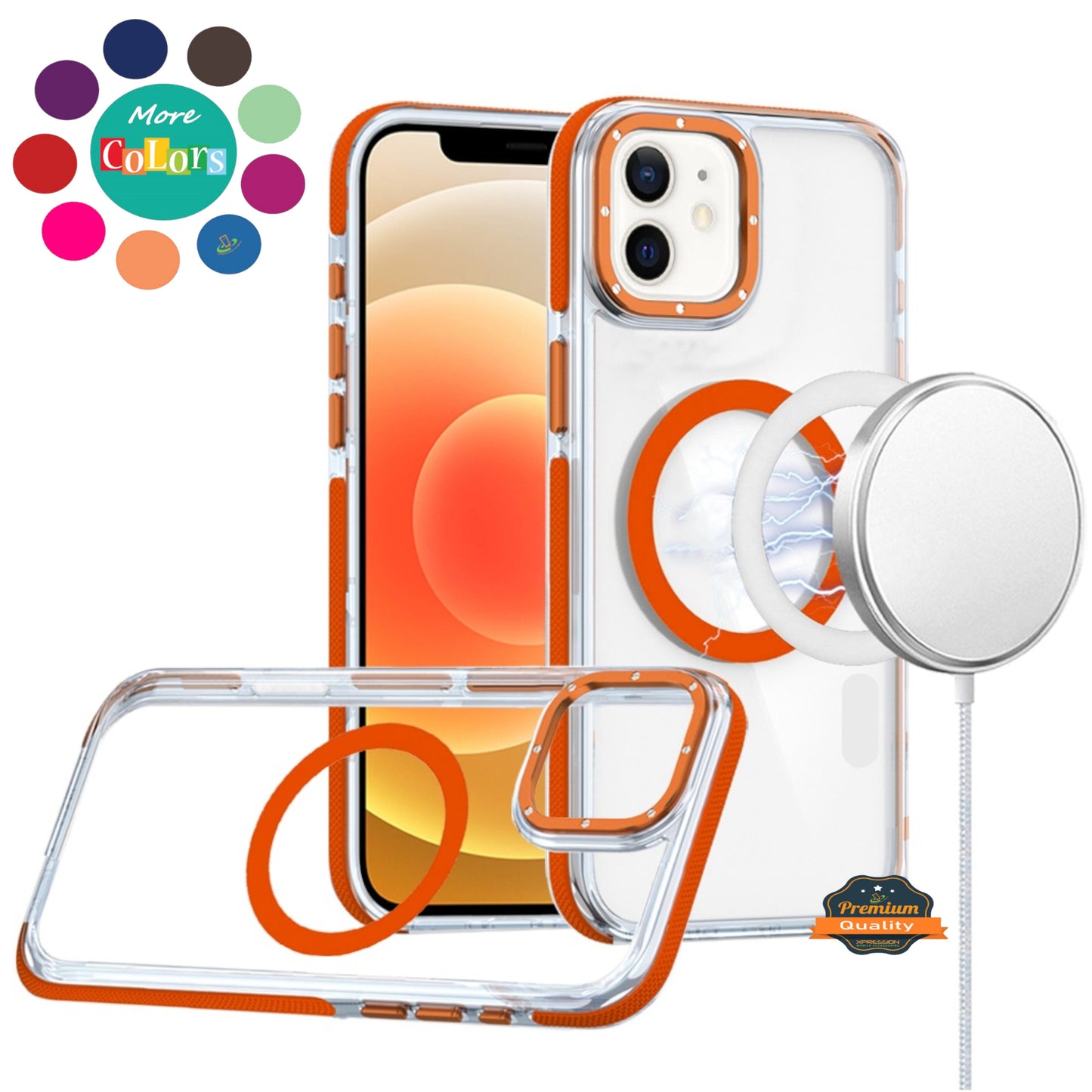 For Google Pixel 9 Pro (6.3 inch) Transparent back with Colorful Frame Strong Magnetic Circle [Compatible with Magsafe] Shockproof Case Cover