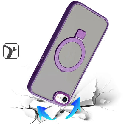 For Apple iPhone 17E /16E Magnetic Metal Matte with Built-in MagSafe Stand, Hybrid Shockproof Armor, TPU Frame Case Cover Purple