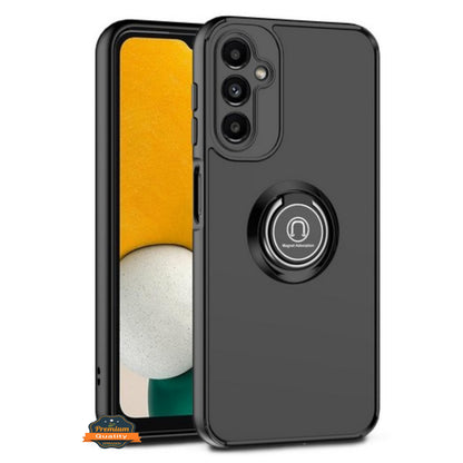 For Samsung Galaxy A37 5G Translucent Matte Back Hybrid with Rotatable Metal Ring Holder Kickstand Shockproof TPU (Fit Car Mount) Case Cover