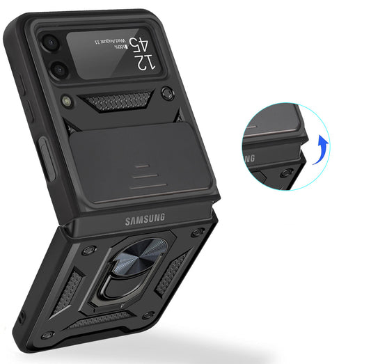 For Samsung Galaxy Z Flip 7 FE / Z Flip 6 Magnetic Ring Stand with Camera Protection Shock Resistant Hybrid Durable Grip Kickstand Function Case Cover