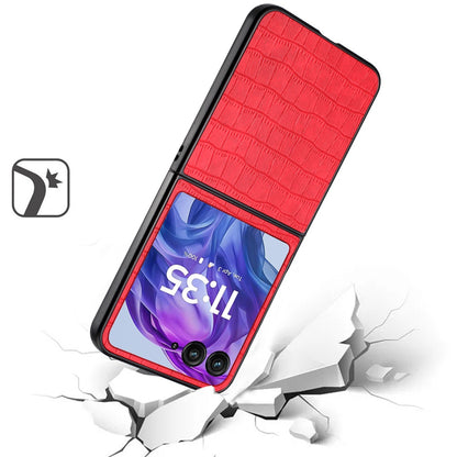 For Motorola Razr+ PLUS (2025 /2024) PU Vegan Leather Case, Premium Snap-On Hard Shell Cover, Slim Fit Protective Matte Finish Case Cover Red