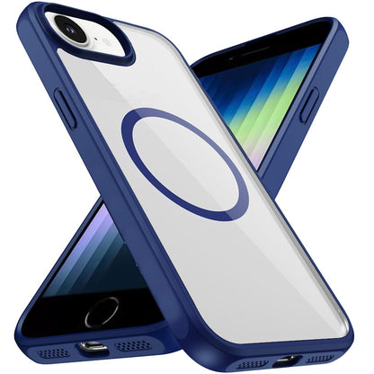 Phone Case for Apple iPhone SE 3 (2022) SE/8/7 Transparent Magnetic HQ Shockproof Hybrid 2.0mm Thick AntiSlip Grip Drop Protection Rugged Clear Durable Impact Cover Navy Blue