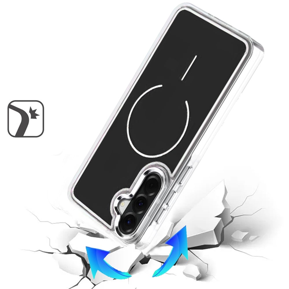 Phone Case for Samsung Galaxy A27 Metallic Transparent Magnetic Magsafe Compatible Shockproof Hybrid TPU Durable Clear Protective Grip Cover