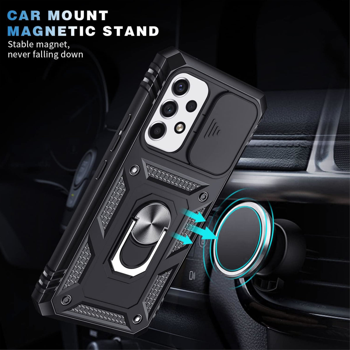 For Google Pixel 10A Hybrid Shockproof, Built-in Sliding Camera Lens Protection with Magnetic Finger Ring Stand Holder Case Cover