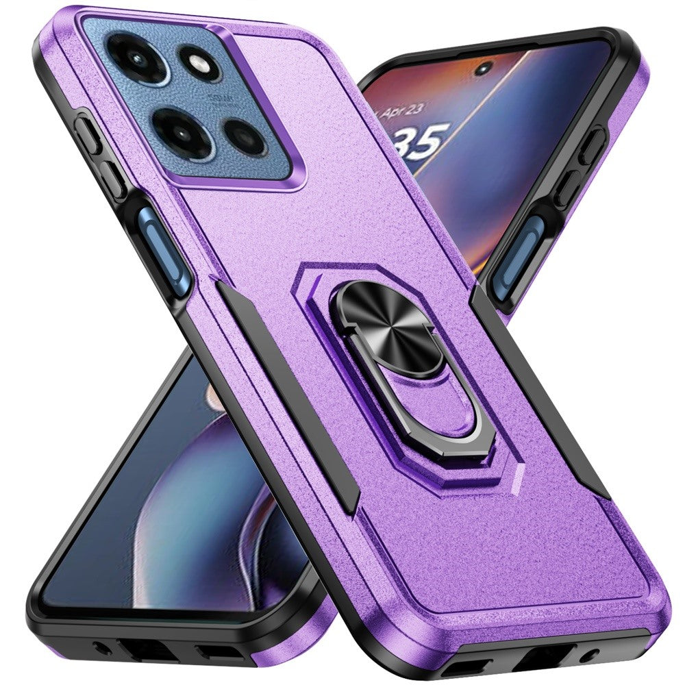 For Motorola Moto G Stylus 5G 2025 Hybrid Rugged Tough 2in1 Drop-Proof Protection Military Grade Armor with Metal Ring Stand Case Cover