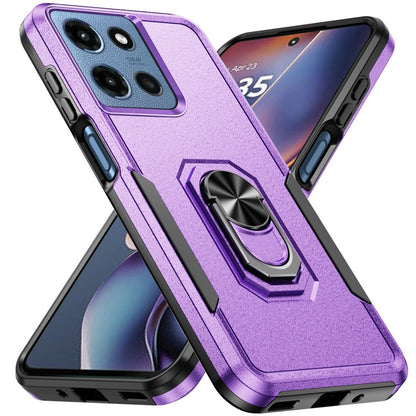 For Motorola Moto G Stylus 5G 2025 Hybrid Rugged Tough 2in1 Drop-Proof Protection Military Grade Armor with Metal Ring Stand Case Cover