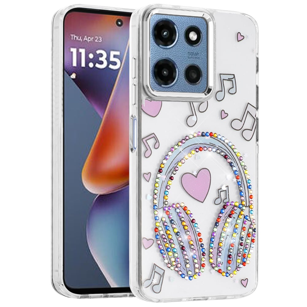 Phone Case for Motorola Moto G Play 5G 2026 Butterfly Resin Epoxy Diamond Bling Metal Edge Shockproof Hybrid Luxury Protective Durable Stylish Fashion Grip Cover