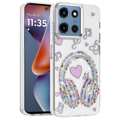 Phone Case for Motorola Moto G Play 5G 2026 Butterfly Resin Epoxy Diamond Bling Metal Edge Shockproof Hybrid Luxury Protective Durable Stylish Fashion Grip Cover