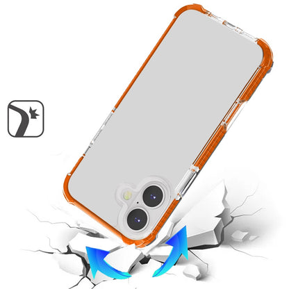 For Apple iPhone 17 Hybrid Transparent Acrylic Rubber Gummy Hard PC Silicone TPU Color Bumper Frame Shockproof Case Cover Clear / Cosmic Orange