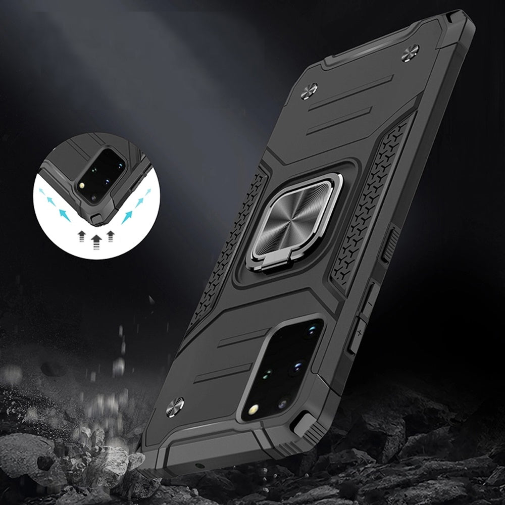 For Samsung Galaxy S20+ / S20 Plus Armor Hybrid Magnetic Stand with Ring Holder Kickstand Shockproof Heavy-Duty Durable Rugged TPU Dual Layer Case Cover