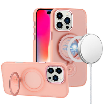For Apple iPhone 16 Pro Max (6.9") MagSafe Compatible with 360 degree Circle Ring Stand Magnetic Kickstand Slim Hybrid Case Cover