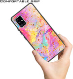 For Apple iPhone 15 Plus (6.7") Marble Fashion Stylish Flake Glitter Bling Hybrid Glossy TPU Rubber Hard PC Protection Marble Colorful Rainbow Phone Case Cover