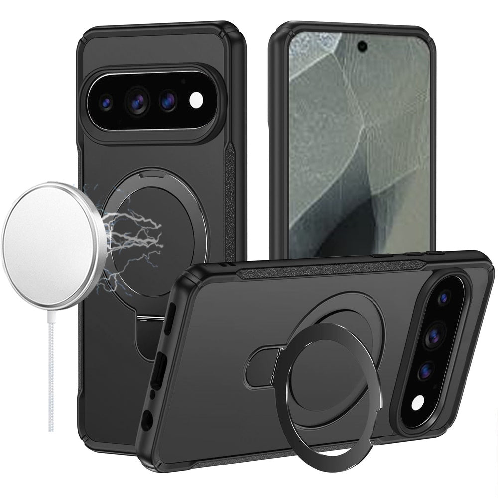 Phone Case for Google Pixel 11 Pro XL Magnetic Ring Stand Matte Finish Shockproof Grip Slim Armor Heavy Duty TPU Protective Hybrid Cover