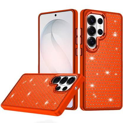 Phone Case for Samsung Galaxy S26 Ultra Luxury Diamond Bling Sparkle Chrome Metallic Edge Shockproof Durable Protective Stylish Premium Hybrid Design Cover Cosmic Orange