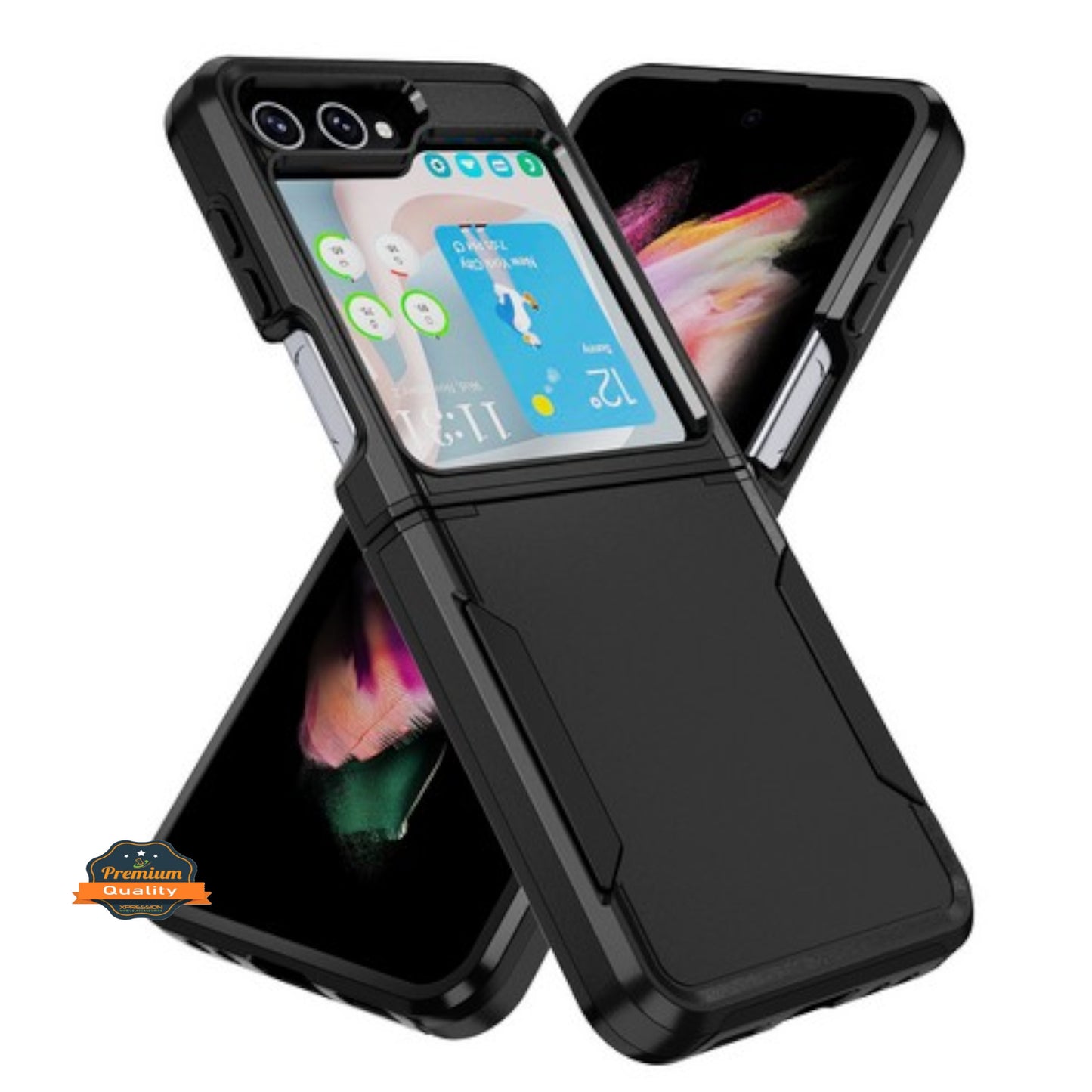 Phone Case Cover for Motorola Razr 2026 Hybrid Shockproof Rugged Heavy-Duty Dual Layer Rubber TPU+ PC Military-Grade Defender Cover Black