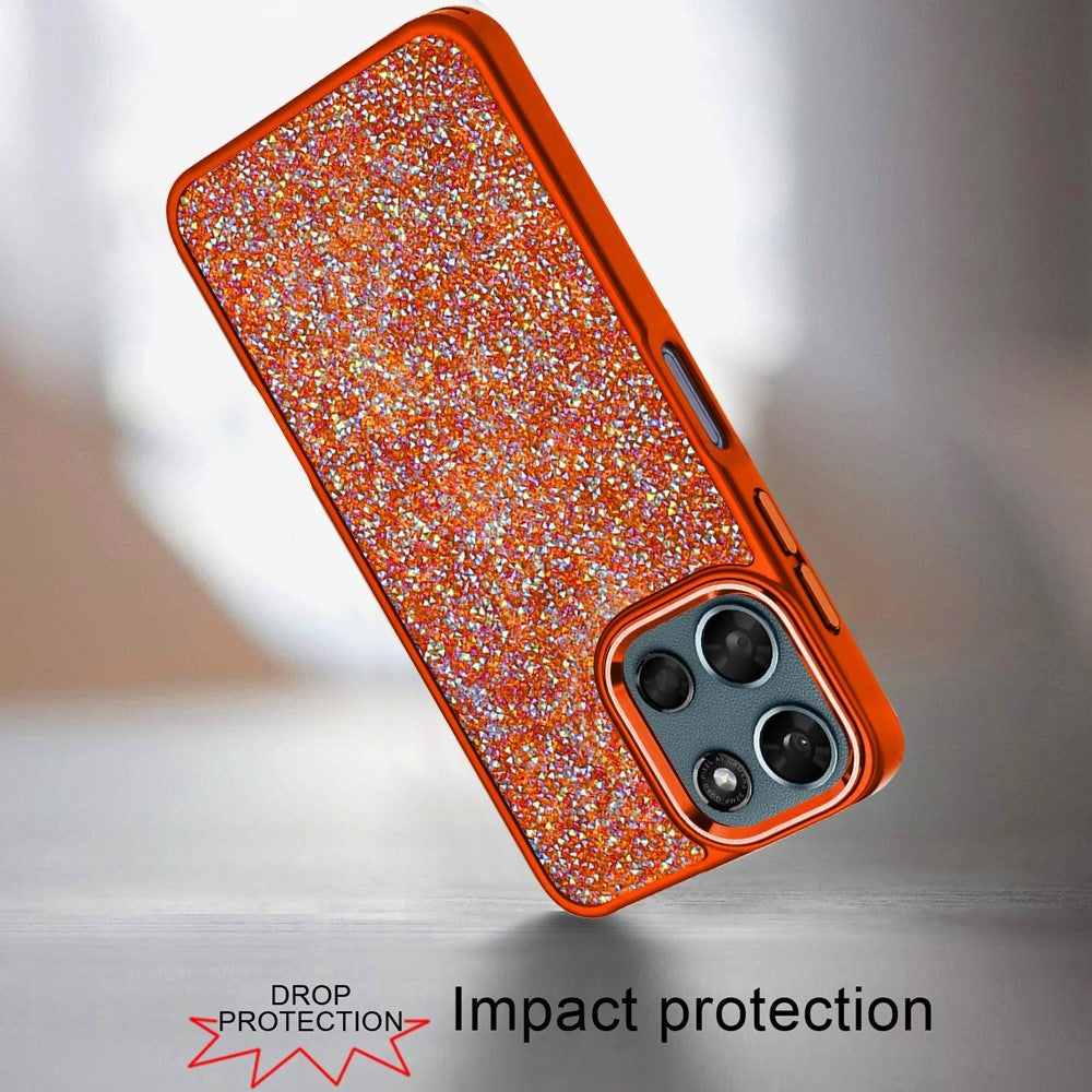 Phone Case for Motorola Moto G Play 5G 2026 Crystal Glass Bling Diamond Metallic Edge Shockproof Durable Protective Clear Hybrid Stylish Premium Design Cover