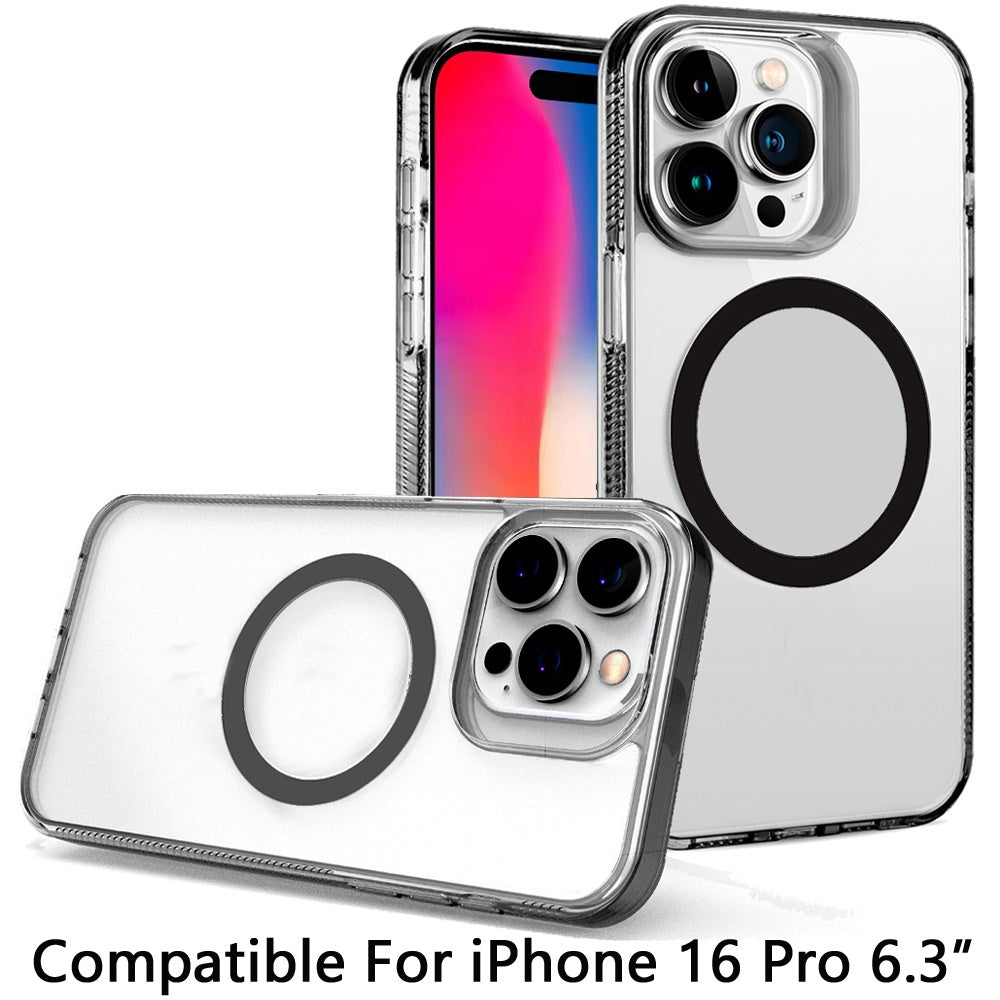 For Apple iPhone 16 Pro MagSafe Compatible Integrated Technology Clean Transparent Hybrid Armor TPU Frame Case Cover Clear