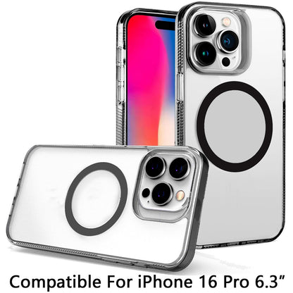 For Apple iPhone 16 Pro MagSafe Compatible Integrated Technology Clean Transparent Hybrid Armor TPU Frame Case Cover Clear