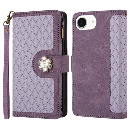 PU Leather Wallet Design Jewel Bling with Credit Card Holder Flip Folio Pouch Zipper Purse Wrist Strap