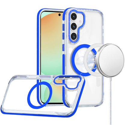 For Samsung Galaxy S22 Ultra Transparent back with Colorful Frame Strong Magnetic Circle [Compatible with Magsafe] Shockproof Case Cover