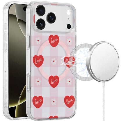 For Apple iPhone 17 Stylish Pattern Fashion IMD Printed Design TPU Double Layer Slim Shockproof with Magnetic Back Case Cover Love Hearts