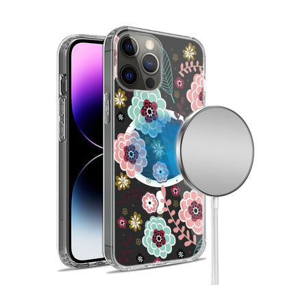 For Apple iPhone 16 Plus (6.7") Hybrid Flower Design Stylish Fashion Thick Hard MagSafe Compatible Shockproof Case Cover
