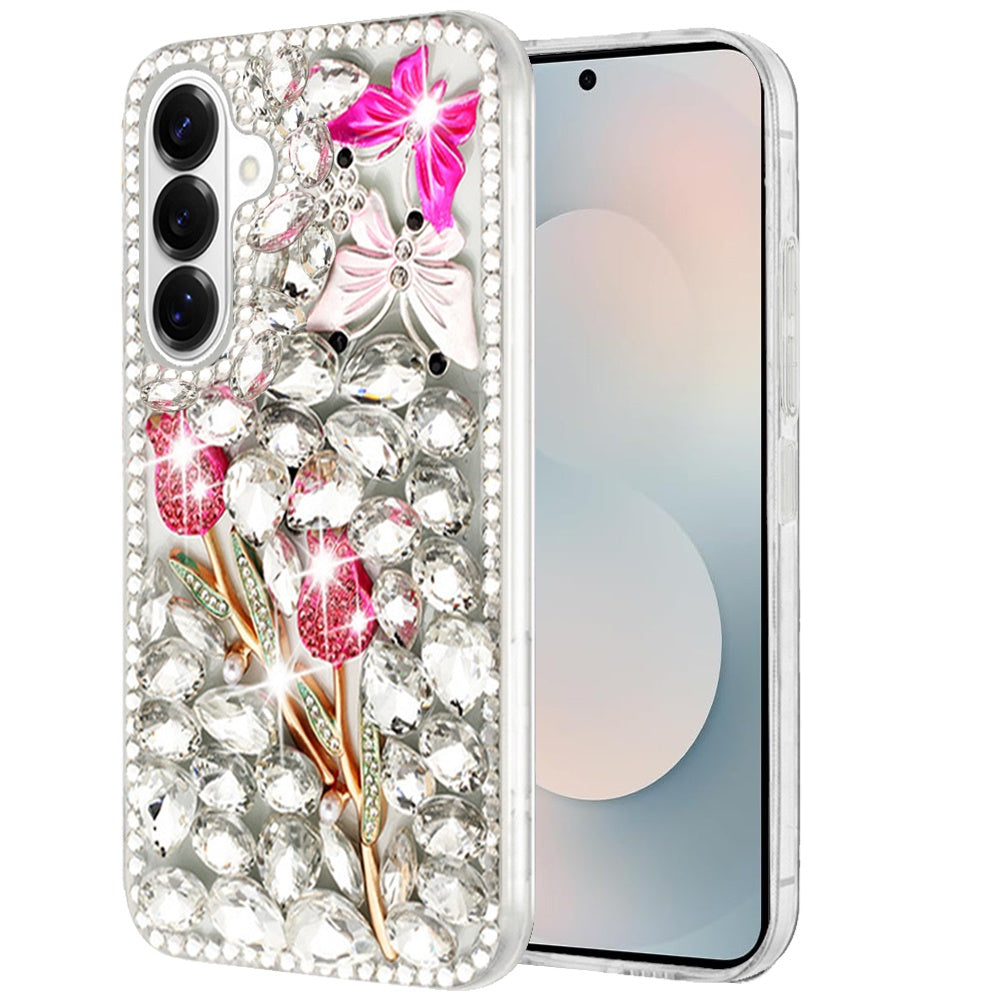 For Samsung Galaxy S26 Bling Crystal 3D Full Diamonds Luxury Sparkle Rhinestone Hybrid Protective Case Cover