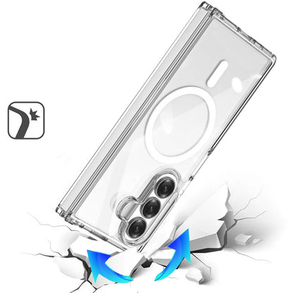 Phone Case for Samsung Galaxy Z Fold 8 Ultra Transparent Magnetic Back Hybrid Hard PC Soft TPU Slim Fit Reinforced Bumper Shock Absorbing Frame Cover Clear
