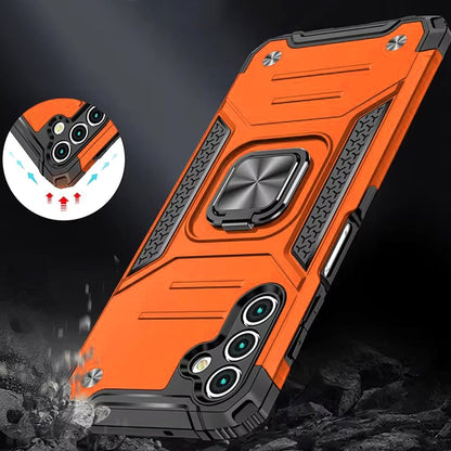 For Samsung Galaxy A16 5G Armor Hybrid Magnetic Stand with Ring Holder Kickstand Shockproof Heavy-Duty Durable Rugged TPU Dual Layer Case Cover Cosmic Orange