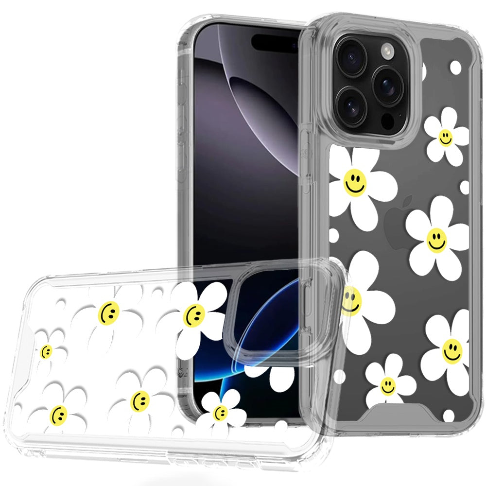 Phone Case for iPhone 16 Pro Max Beautiful Fashion Design TPU Shockproof Hybrid Rubber PC Slim Lightweight Protective Stylish Pattern Cover White