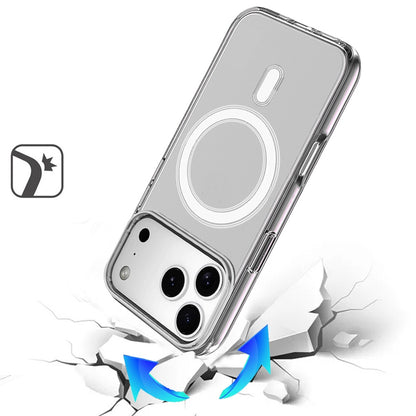 For Apple iPhone 17 Pro Max MagSafe Compatible Transparent Hybrid Case with Magnetic Circle, Shock Absorption TPU Rubber Case Cover Smoke Gray