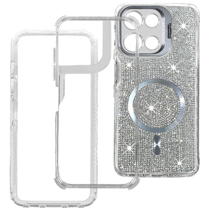 Phone Case for Motorola Moto G Play 5G 2026 Luxury Glitter Magnetic Hybrid with Camera Stand Dual Layer Shockproof Sparkle Dot Pattern Clear Edges Cover