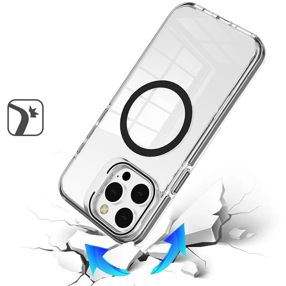 Built-in Camera Kick-Stand, Compatible with MagSafe, Transparent Colorful Edged Tough Hybrid TPU