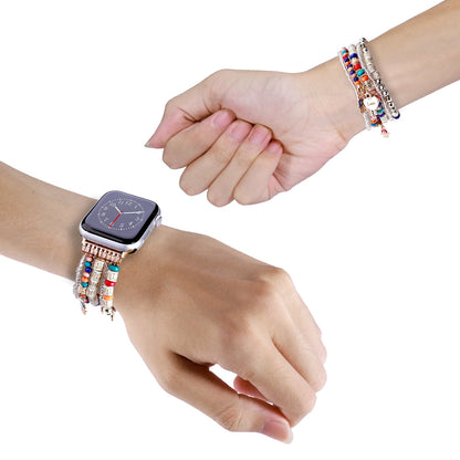 Watch Band Beaded Stretch Bracelet Love Charm Pendant Elastic Comfortable Replacement Strap