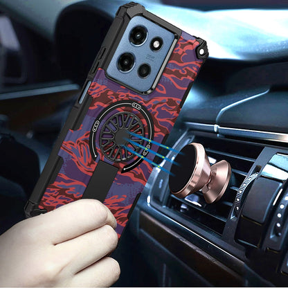 For Motorola Moto G 5G 2026/2025 Texture Design Stylish Invisible Kickstand Case, MagSafe Compatible Hybrid Shockproof Cover, Car Mount Friendly Case Cover