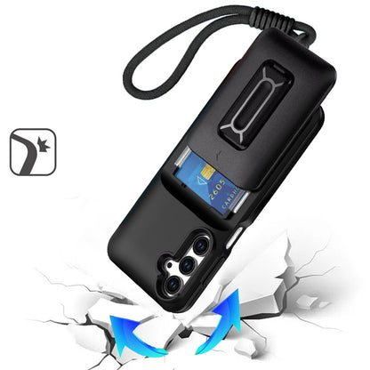 For Apple iPhone 14 Pro Max Wallet Case with 2- Credit Card Holder, Wrist Strap & Kickstand Hybrid Shockproof TPU Case Cover