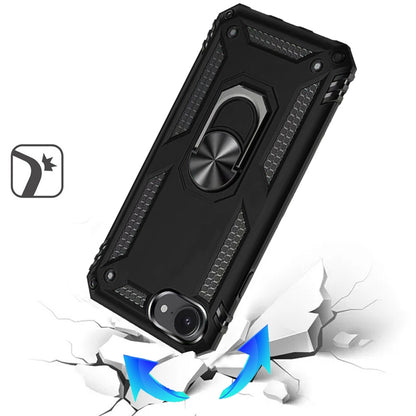 For Apple iPhone 17E /16E Hybrid Combo Belt Clip Holster with Ring Stand Holder, Military Grade Fit Magnetic Car Mount Shockproof Case Cover Black