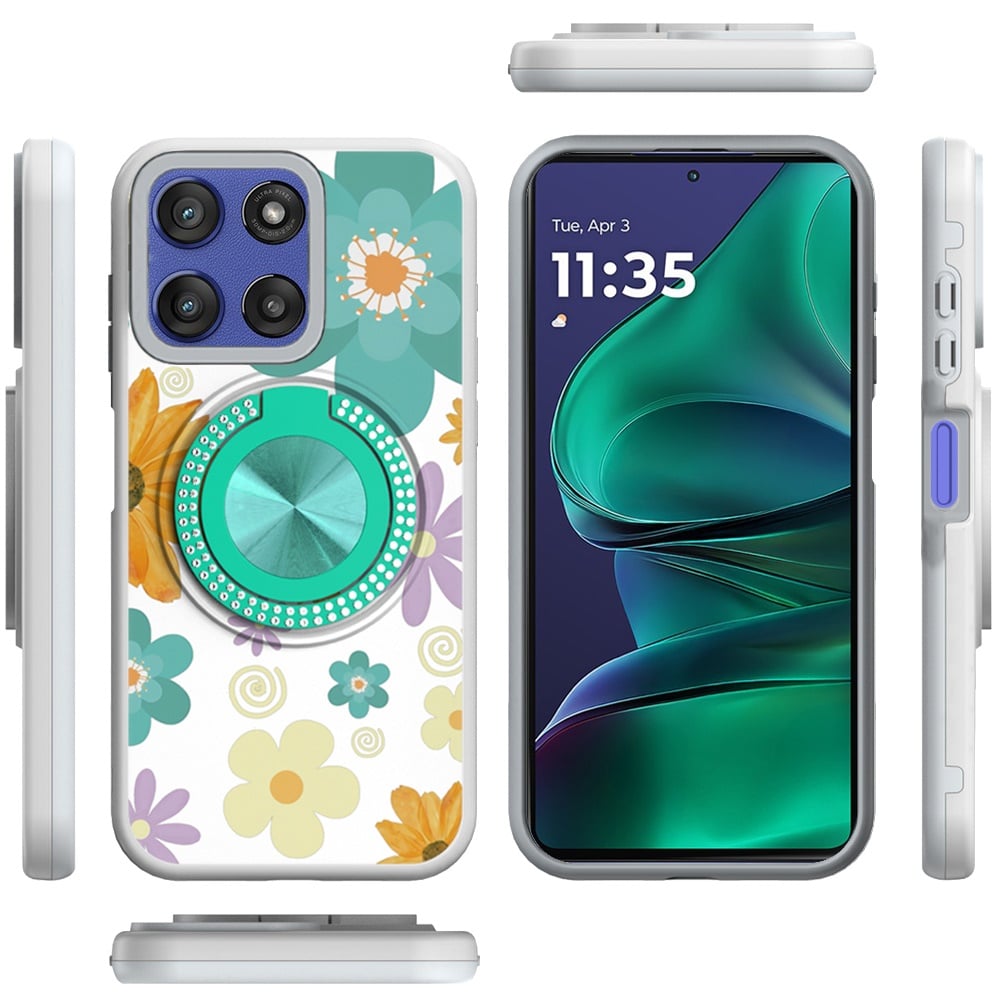 For Motorola Moto G Stylus 5G 2026 /2025 Pattern Design Hybrid with Invisible Ring Stand & Magnetic Back, Shockproof Protective Grip Case Cover