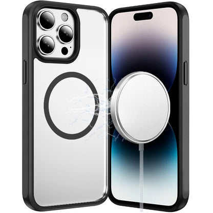 Phone Case for Apple iPhone 14 Pro Max Transparent Magnetic HQ Shockproof Hybrid 2.0mm Thick AntiSlip Grip Drop Protection Rugged Clear Durable Impact Cover Black