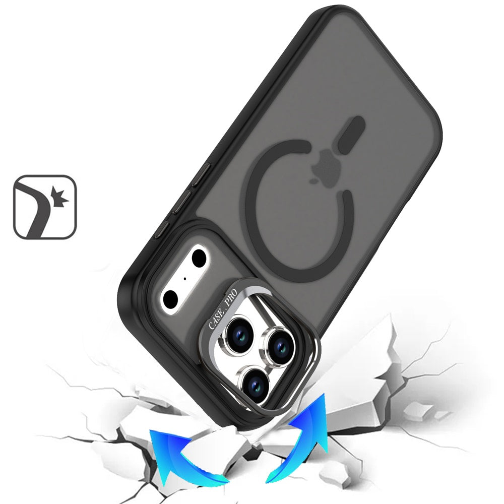 For Apple iPhone 17 Pro (6.3") MagSafe Compatible Matte Metallic Stand TPU Hybrid Drop Protection Camera Kickstand Case Cover Cosmic Orange