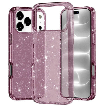 Phone Case for Apple iPhone 18 Pro/ 17 Pro Glitter Transparent Shockproof Thick Clear Hybrid Slim Fit Heavy Duty 3mm TPU Protective Bumper Cover Purple