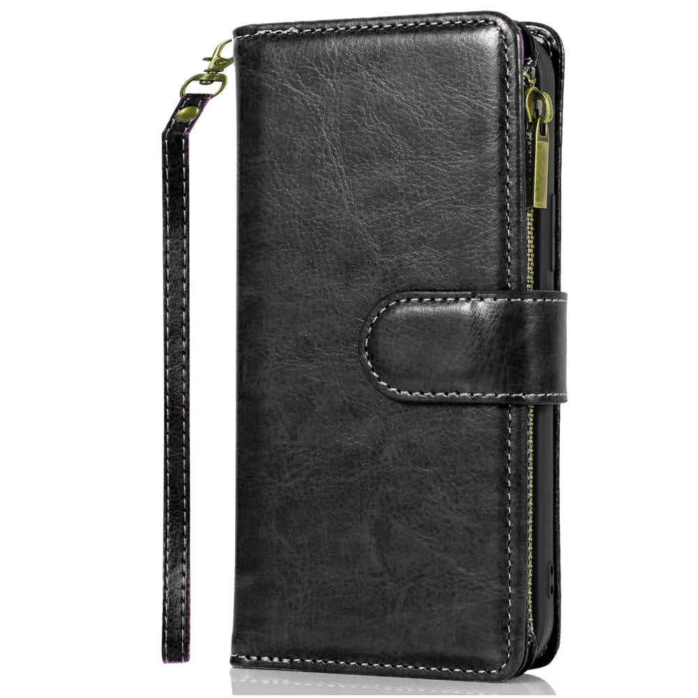Phone Case for TCL K70 5G Luxury Leather Wallet Card Holder Zipper Pocket Money Storage Protective Grip Design with Strap Cover