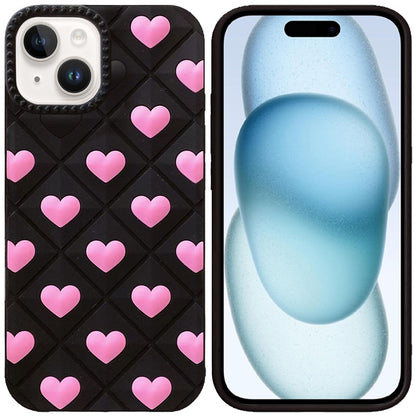 Phone Case for iPhone 15 Fashionable Silicone Textured Decorative Design Pattern Protective Rubber TPU Hybrid Protection Cover