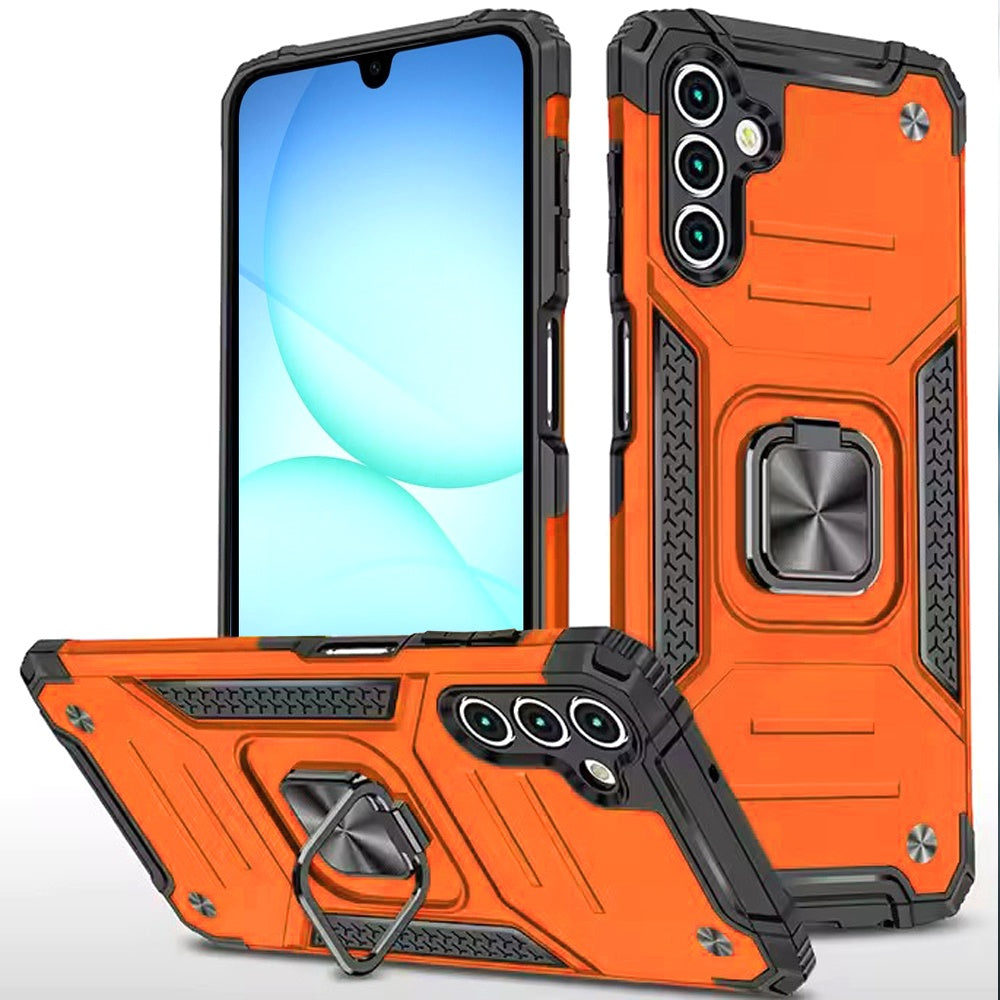For Samsung Galaxy A17 5G Armor Hybrid Magnetic Stand with Ring Holder Kickstand Shockproof Heavy-Duty Durable Rugged TPU Dual Layer Case Cover Cosmic Orange