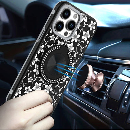 For Apple iPhone 14 /13 Pattern Design Hybrid with Invisible Ring Stand & Magnetic Back, Shockproof Protective Grip Case Cover