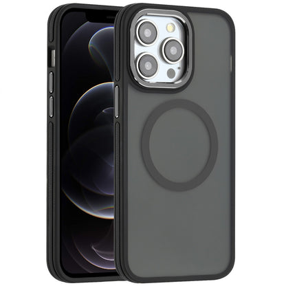 For Apple iPhone 16 Pro (6.3") Frosted Translucent Back Hybrid with Magnetic Circle MagSafe Compatible, Military Grade Shockproof Case Cover