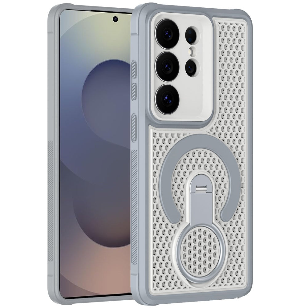 Phone Case for Galaxy S25 Ultra Magnetic Honeycomb Hybrid Rugged Armor Ring Kickstand Dual Layer Shock Absorbing Hard PC Soft TPU Cover