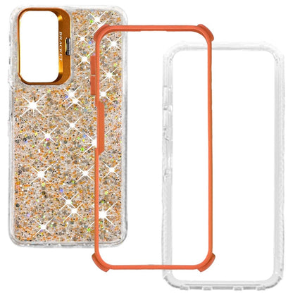 Phone Case for Samsung Galaxy A37 Luxury Bling Scattered Glitter Hybrid Dual Layers with Integrated Camera Stand and Sparkle Finish Design Cover