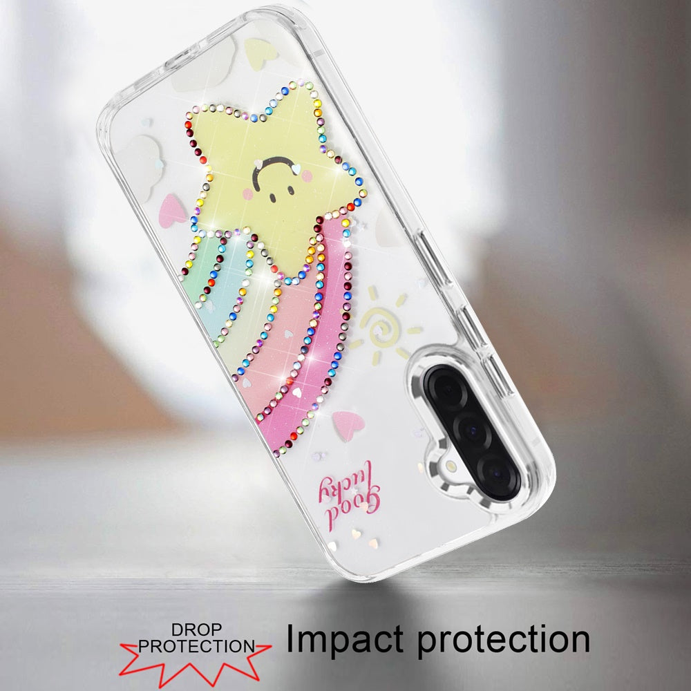 Phone Case for Samsung Galaxy A56 / A36 Butterfly Resin Epoxy Diamond Bling Metal Edge Shockproof Hybrid Luxury Protective Durable Stylish Fashion Grip Cover Gold