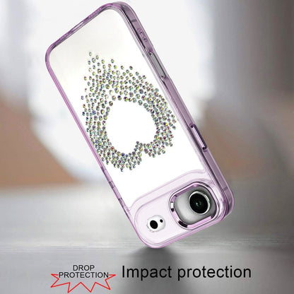 For Apple iPhone 17 Air (6.6") Angel Hearts Bling Glitter Diamond Hybrid TPU Cover, Colorful Frame Shockproof Protective Back Case Cover